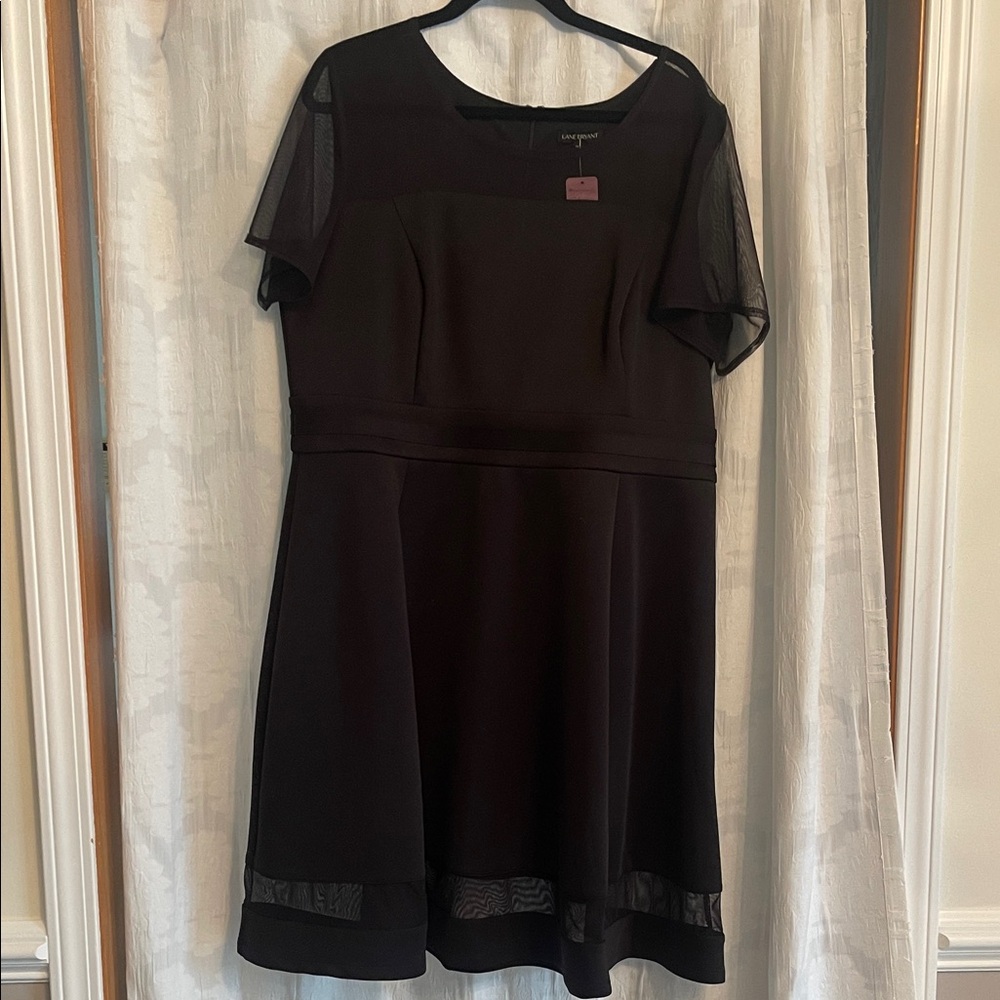 Lane Bryant Black Mesh Sleeve Mini Dress